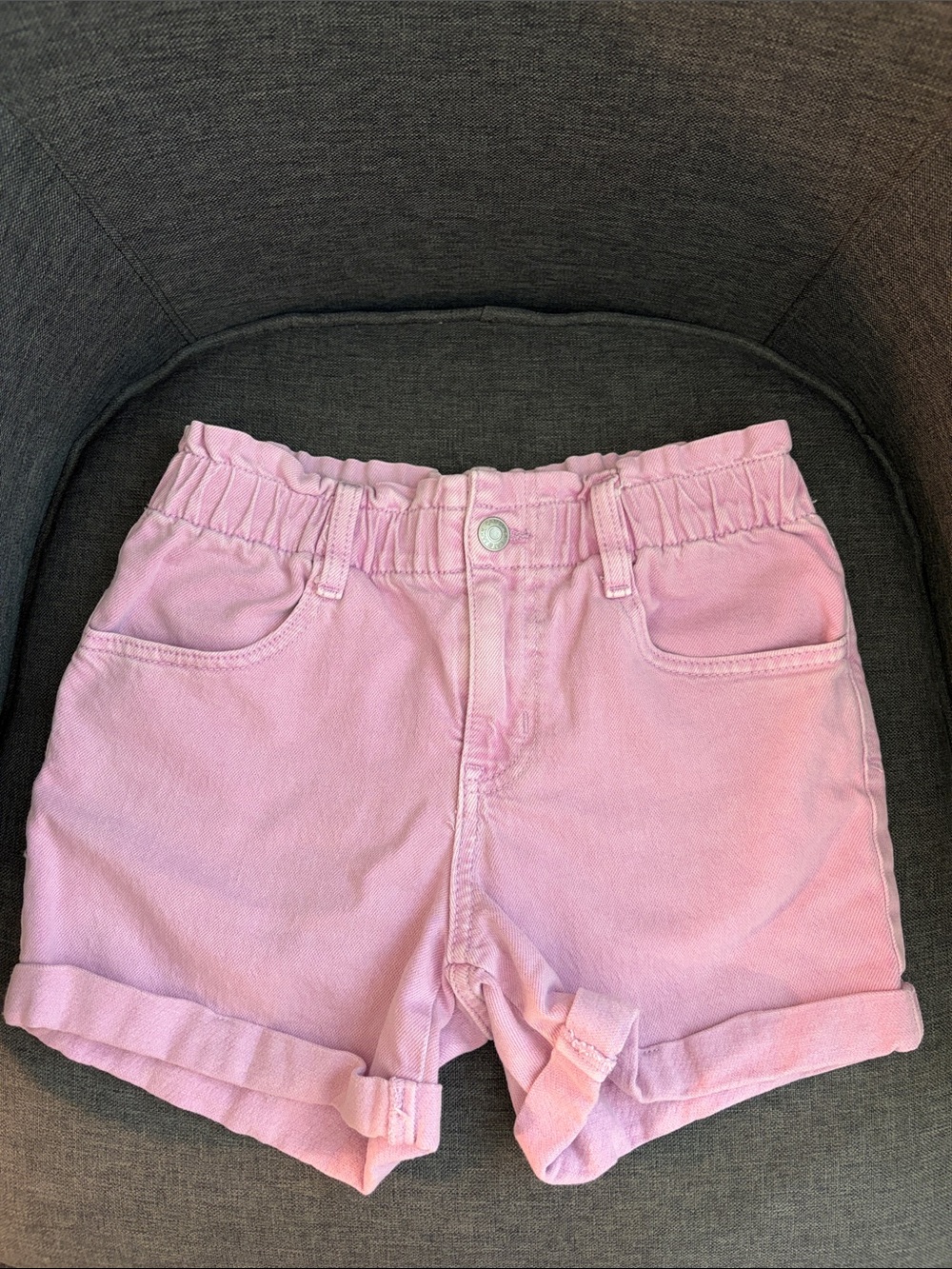 Cat & Jack Pink Elastic-Waist Cuffed Denim Shorts